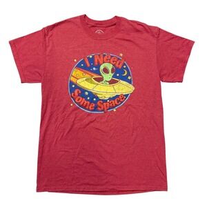 I Need Some Space Alien UFO Graphic T-Shirt Red Heather Mens Women's Medium M